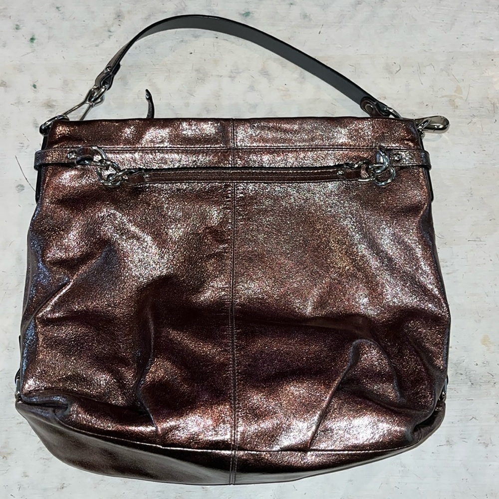 COACH F16618 Brooke Metallic pewter  Leather Hobo Shoulder Bag/Tote